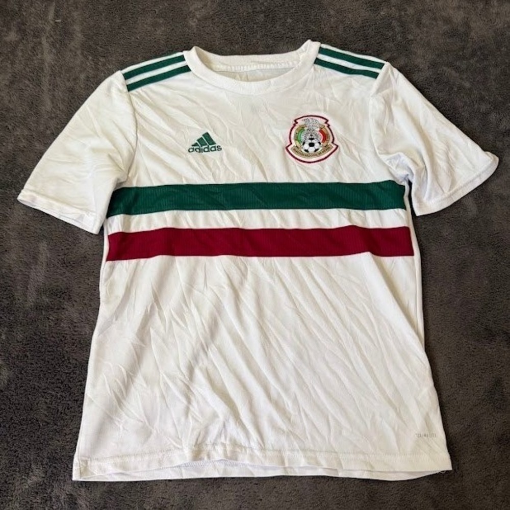 Adidas Mexico National Team Soccer Jersey Youth XL White Green Red Climalite FMF